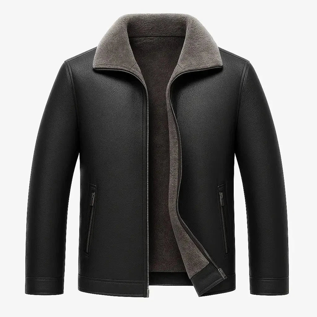 Jaqueta Masculina em Couro com Forro de Cashmere